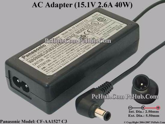 Panasonic Common Item (Panasonic) AC Adapter- Laptop CF-AA1527 C3, 15.1V 2.6A, Tip E