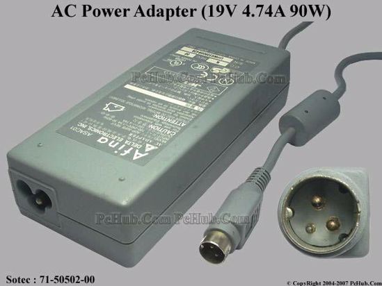 Sotec Common Item (Sotec) AC Adapter- Laptop 19V 4.74A, 3-Pin DIN, 3-prong