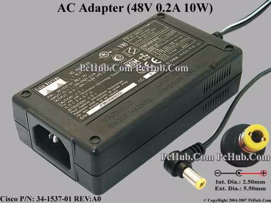 Cisco 34-1537-01 AC Adapter 20V Above 48V 0.2A, 5.5/2.5mm, C14