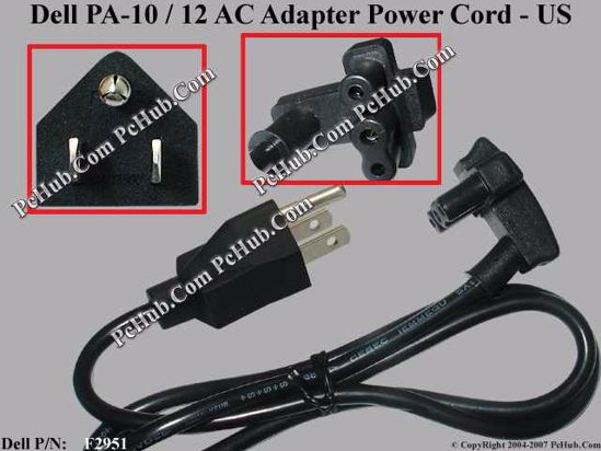 Dell Common Item (Dell) Power Cord 3 Wire F2951, PA-10 / 12, US