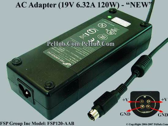 FSP Group Inc FSP120-AAB AC Adapter- Laptop 19V 6.32A, 4-Pin P1 4=V