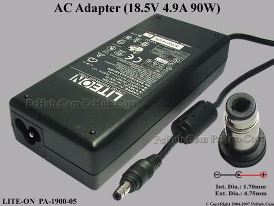 LITE-ON PA-1900-15 AC Adapter- Laptop 18.5V 4.9A, Tip T