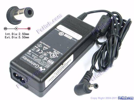 Gateway Common Item (Gateway) AC Adapter- Laptop 19V 3.42A, 5.5/2.5mm, 2-Prong