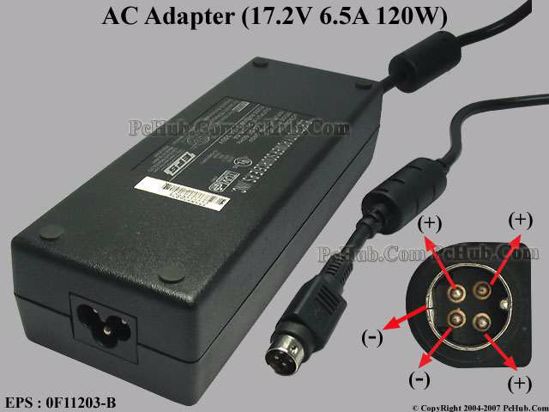 EPS F11203-B AC Adapter- Laptop 17.2V 6.5A, 4-p DIN, P1 3 4=V