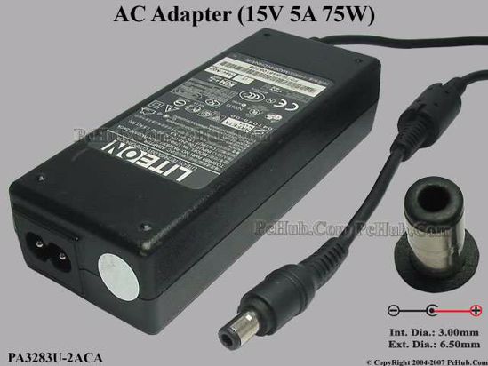 Toshiba Common Item (Toshiba) AC Adapter- Laptop PA3283x-xxxx, Tip D