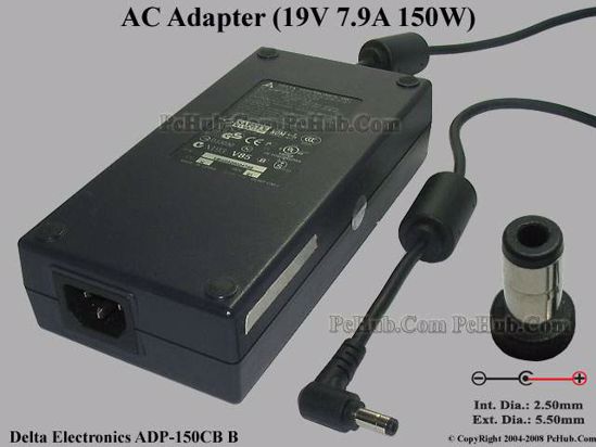 Delta Electronics ADP-150CB B AC Adapter- Laptop 19V 7.9A, 5.5/2.5mm, C14