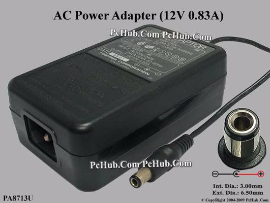 Toshiba Common Item (Toshiba) AC Adapter- Laptop PA8713U, 12V 0.83A, Tip D