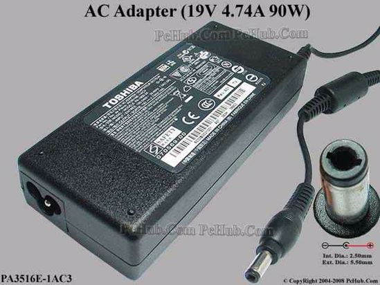 Toshiba Common Item (Toshiba) AC Adapter- Laptop 19V 4.74A, 5.5/2.5mm 12mm, 3-Prong