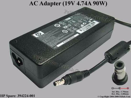 HP Common Item (HP) AC Adapter- Laptop 19V 4.74A, 4.8/1.7mm, 3-Prong