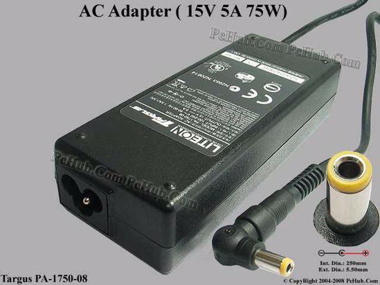 Targus PA-1750-08 AC Adapter- Laptop 15V 5A, Tip C