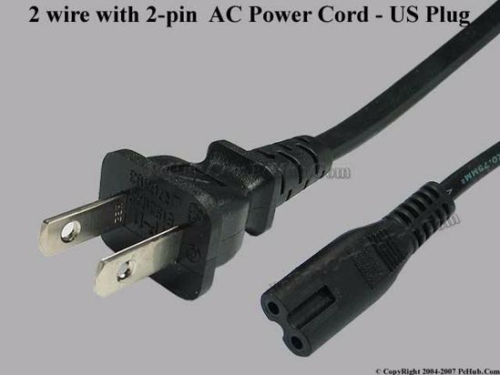 ACP US Plug Power Cord 2 Wire 2 Flat-pin