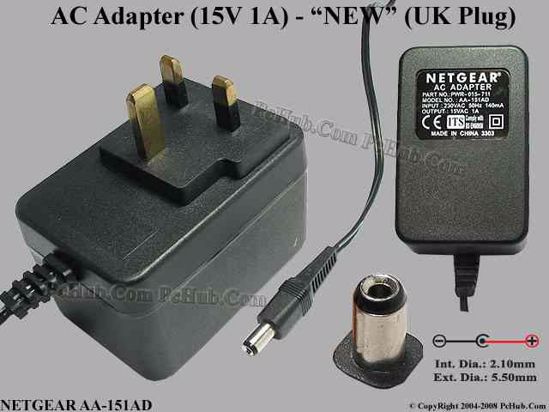 NETGEAR AA-151AD AC Adapter 13V-19V PWR-015-711, 15VAC 1A, NEW