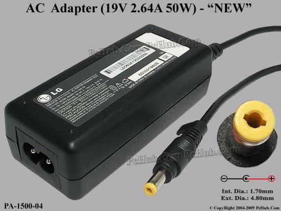 LG Common Item (LG) AC Adapter- Laptop 19V 2.64A, 4.8/1.7mm, 2-Prong, New