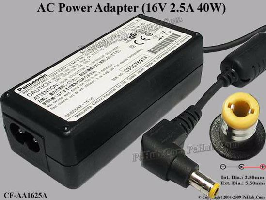 Panasonic Common Item (Panasonic) AC Adapter- Laptop CF-AA1625A, 16V 2.5A, Tip C, (2-pro