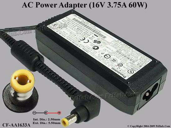 Panasonic Common Item (Panasonic) AC Adapter- Laptop 16V 3.75A, 5.5/2.5mm, 3-Prong