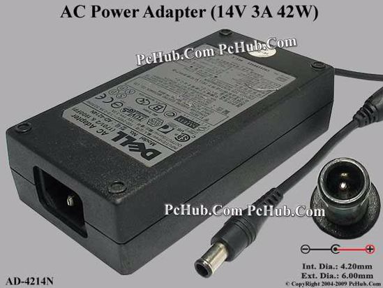 Dell Common Item (Dell) AC Adapter 13V-19V 14V 3A, 6.5/4.3mm With Pin, C14