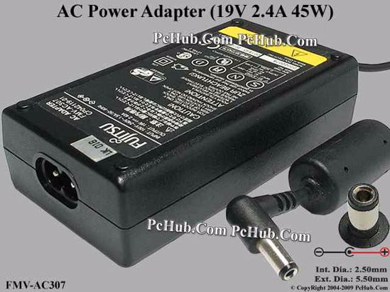 Fujitsu Common Item (Fujitsu / Fujitsu Siemens) AC Adapter- Laptop 19V 2.4A, 5.5/2.5mm,