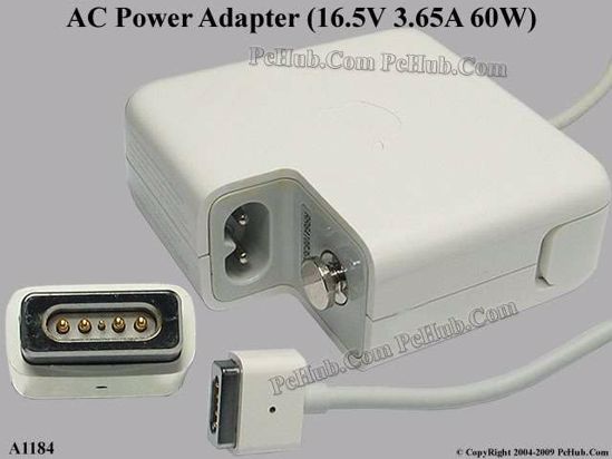 Apple Common Item (Apple) AC Adapter- Laptop A1184, 16.5V 3.65A 60W