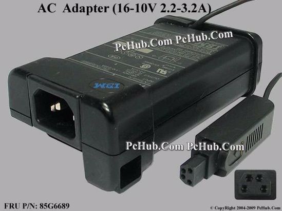 IBM Thinkpad Series AC Adapter- Laptop 85G6689, 16-10V 2.2-3.2A, 4-pin, (IEC C14)