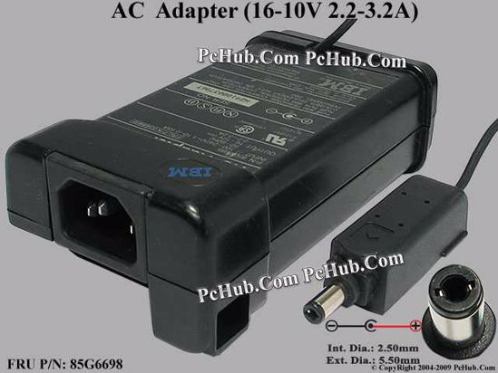 IBM Thinkpad Series AC Adapter- Laptop 85G6698, 16-10V 2.2-3.2A, Tip-C, (IEC C14)