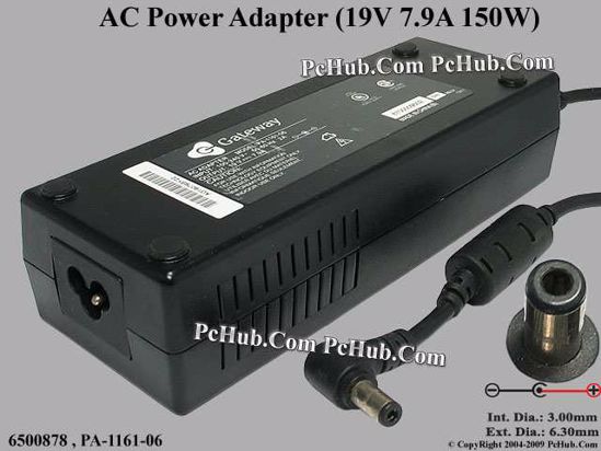 Gateway Common Item (Gateway) AC Adapter- Laptop 19V 7.9A, 6.3/3.0mm, 3-Prong