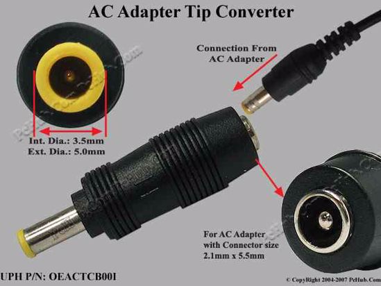 ACP For Laptop DC Tip Converter 5.5/2.1mm, to Samsung 5.0/3.0 mm with Pin, Straigh