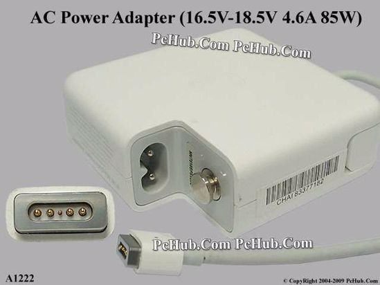 Apple Common Item (Apple) AC Adapter- Laptop A1222, 16.5V-18.5V 4.6A 85W