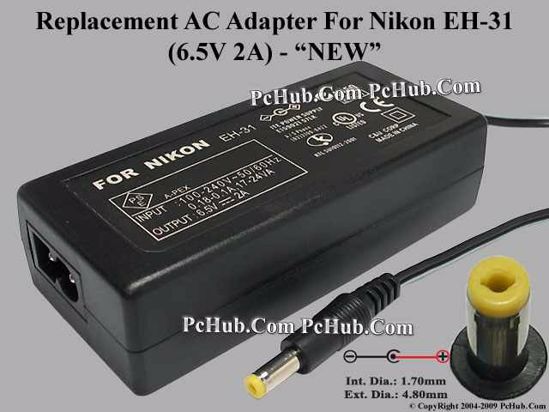 UPH For Nikon Camera- AC Adapter EH-31, 6.5V 2A, (1.7/4.8), (2-prong)