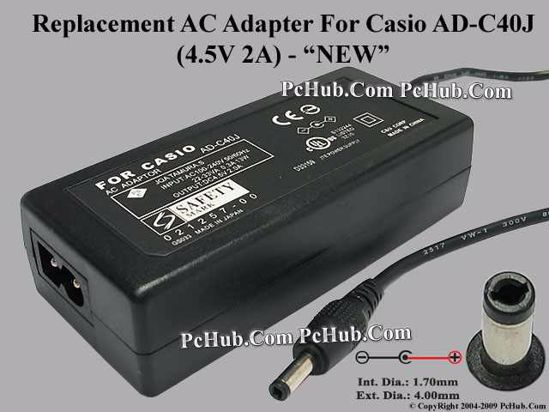 UPH For Casio Camera- AC Adapter 4.5V 2A 4.0/1.7mm, 2-Prong