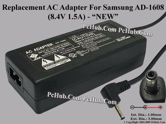 UPH For Samsung Camera- AC Adapter AD-1608, 8.4V 1.5A, (1.0/3.0), (2-prong)