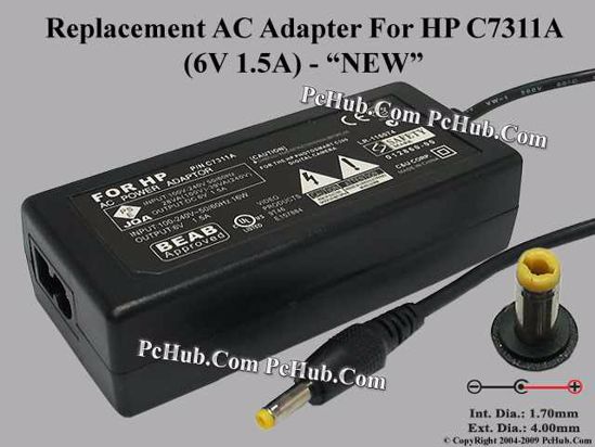 UPH For HP Camera- AC Adapter C7311A, 6V 1.5A, (1.7/4.0), (2-prong)