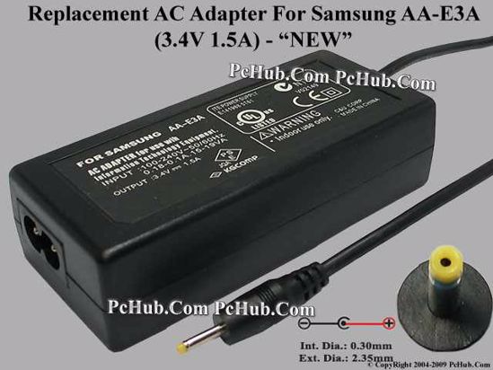 UPH For Samsung Camera- AC Adapter AA-E3A, 3.4V 1.5A, (0.3/2.35), (2-prong)