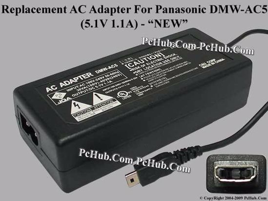 UPH For Panasonic Camera- AC Adapter DMW-AC5, 5.1V 1.1A, (2-prong)