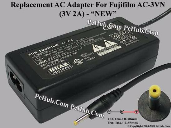 UPH For Fujifilm Camera- AC Adapter AC-3VN, 3V 2A, (0.3/2.35mm), (2-prong)