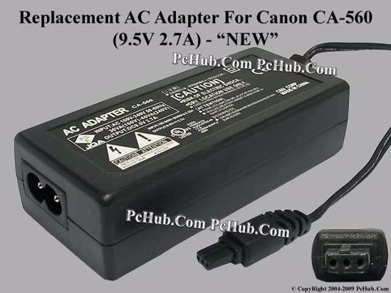 UPH For Canon Camera- AC Adapter CA-560, 9.5V 2.7A, (2-prong)