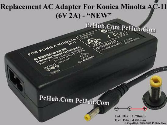 UPH For Konica Minolta Camera- AC Adapter AC-11, 6V 2A, (1.7/4.0), (2-prong)