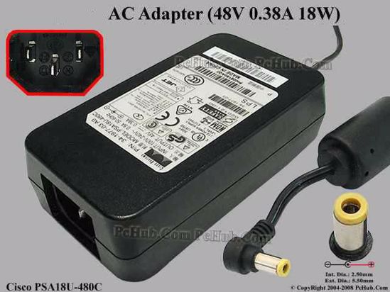 Cisco PSA18U-480C AC Adapter 20V Above 48V 0.38A, 5.5/2.5mm, C14