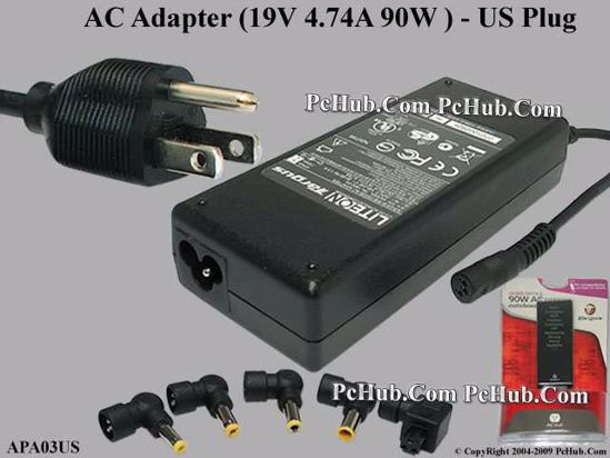 Targus APA03US AC Adapter- Laptop 19V 4.74A,Set, US Cord, 3-Prong, New