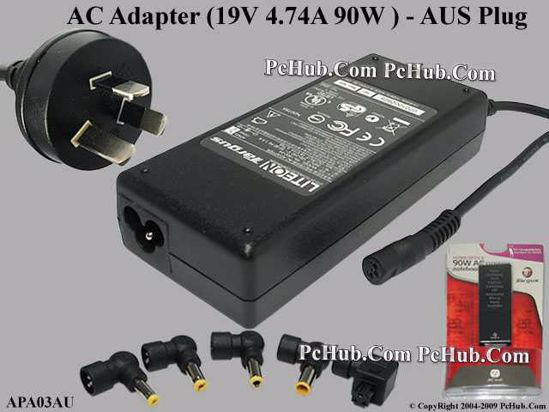 Targus APA03AU AC Adapter- Laptop 19V 4.74A,Set, Au Cord, 3-Prong, New