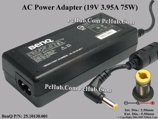 BenQ Common Item (BenQ) AC Adapter- Laptop 19V 3.95A, 5.5/2.5mm 12mm, 2-Prong