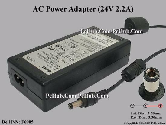 Dell Common Item (Dell) AC Adapter 20V Above 24V 2.2A, 5.5/2.5mm, 2-Prong