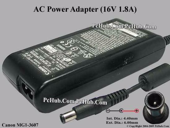 Canon MG1-3607 AC Adapter 13V-19V 16V 1.8A, 6.5/4.3mm With Pin, 2-Prong