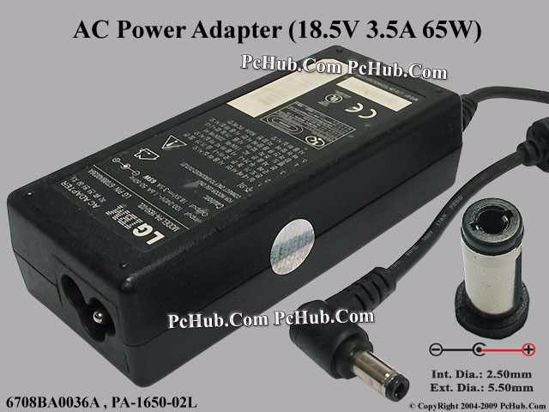 LG Common Item (LG) AC Adapter- Laptop 18.5V 3.5A, 5.5/2.5mm 12mm, 3-Prong