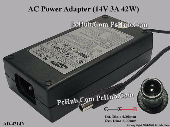 Samsung AC To DC (Samsung) AC Adapter 13V-19V 14V 3A, 6.0/4.3mm With Pin, C14