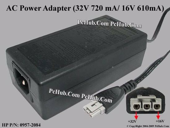 HP Common Item (HP) AC Adapter 20V Above 0957-2084, 32V 720 mA/ 16V 610mA, 3-pin, (IEC