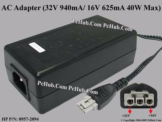 HP Common Item (HP) AC Adapter 20V Above 0957-2094, 32V 940mA/ 16V 625mA, 3-pin, (IEC