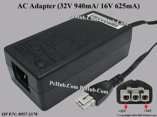 HP Common Item (HP) AC Adapter 20V Above 0957-2178, 32V 940mA/ 16V 625mA, 3-pin, (IEC