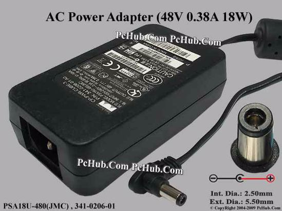 Cisco PSA18U-480(JMC) AC Adapter 20V Above 48V 0.38A, 5.5/2.5mm, C14