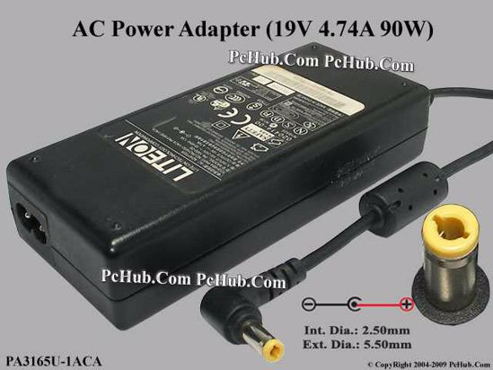 Toshiba Common Item (Toshiba) AC Adapter- Laptop 19V 4.74A, 5.5/2.5mm 12mm, 2-Prong