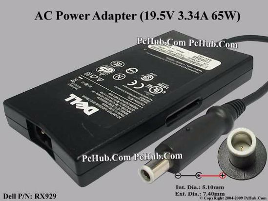 Dell Common Item (Dell) AC Adapter- Laptop 19.5V 3.34A, 7.4/5.0mm With Pin, 2-Prong, Thi